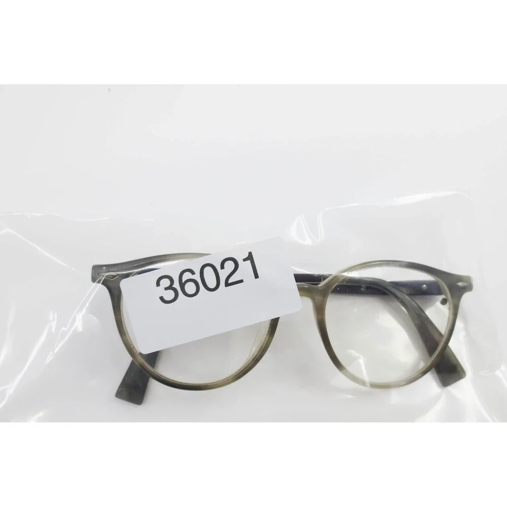 Seraphin Eyeglasses Frames Green Grey Mottled Round Handmade in Japan 36021